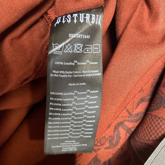 Disturbia Annabel Raven Print Split Front Midi Skirt Goth Moth Rust US 16 NWT - Picture 8 of 8